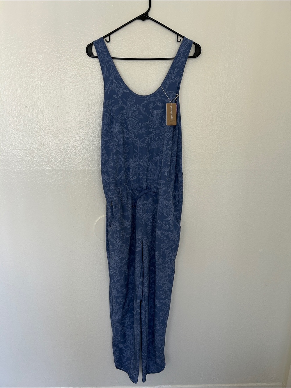 Patagonia Blue Floral-Print Sleeveless Jumpsuit